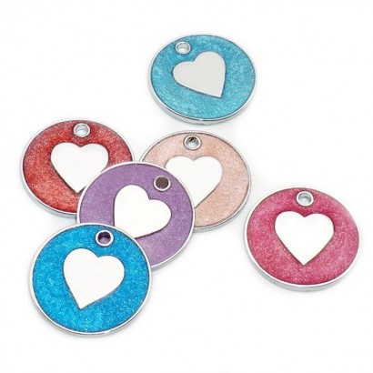 Psí známka se srdíčkem (červená, 26 mm)