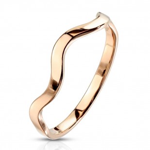 Zlacený ocelový prsten vlnka (55)
