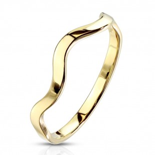 Zlacený ocelový prsten vlnka (55)