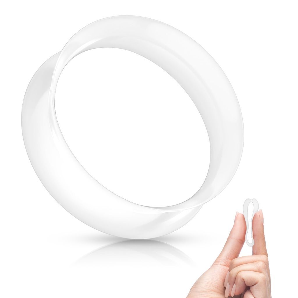 S4U Silikonový tunel do ucha tenkostěnný - bílý (20 mm) - TN01124W-20