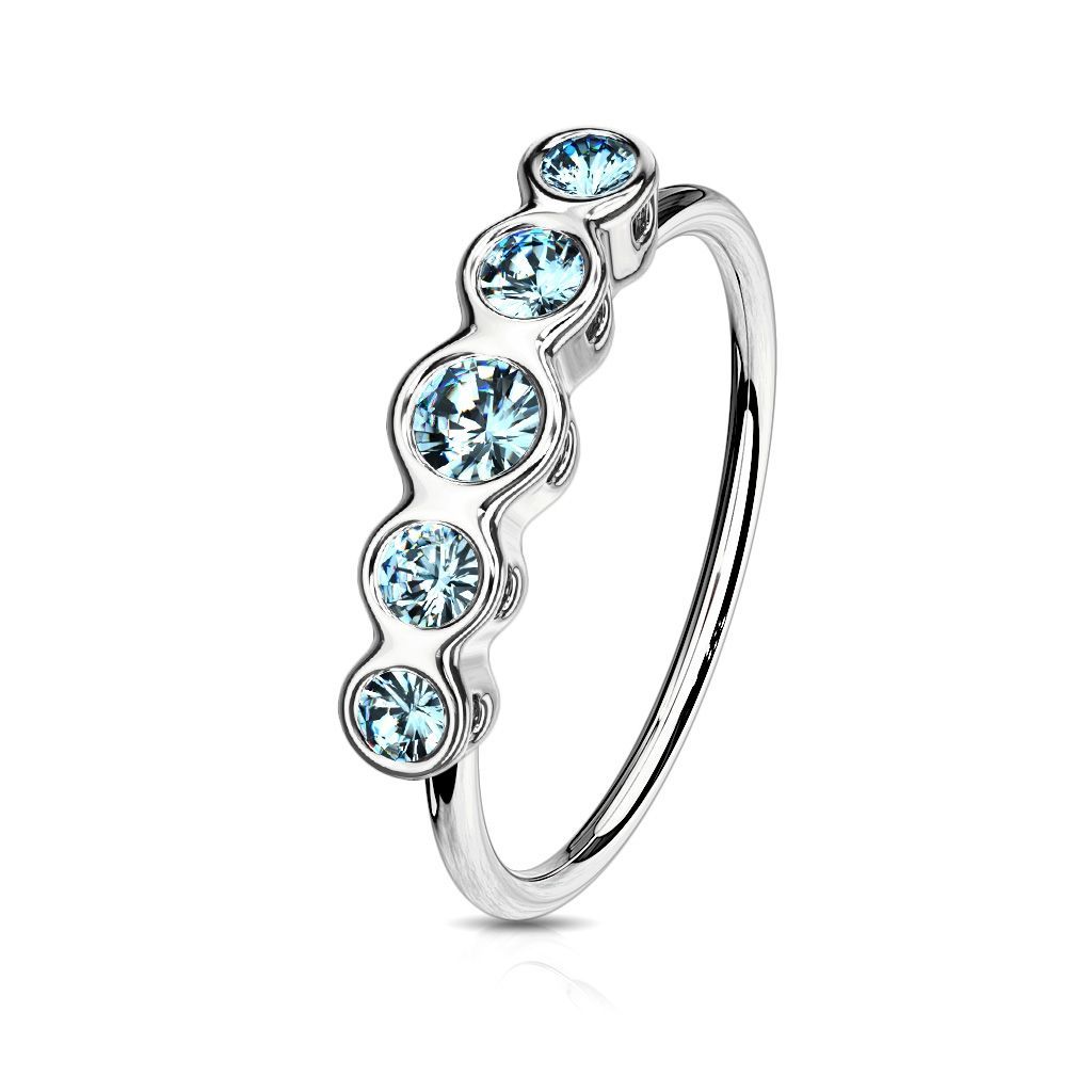 Piercing do nosu kroužek se zirkony (tyrkysová) - N0117-Q