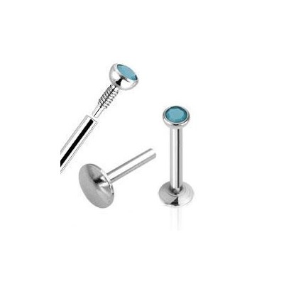 Piercing do brady - labreta, opalit modrý (1,2 x 6 mm)
