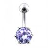 Stříbrný piercing do pupíku se zirkonem (růžová)