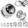 Šroubovací plug do ucha - čirý zirkon (10 mm)