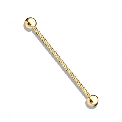 Industrial piercing 1,6 x 38 mm (žluté zlato)