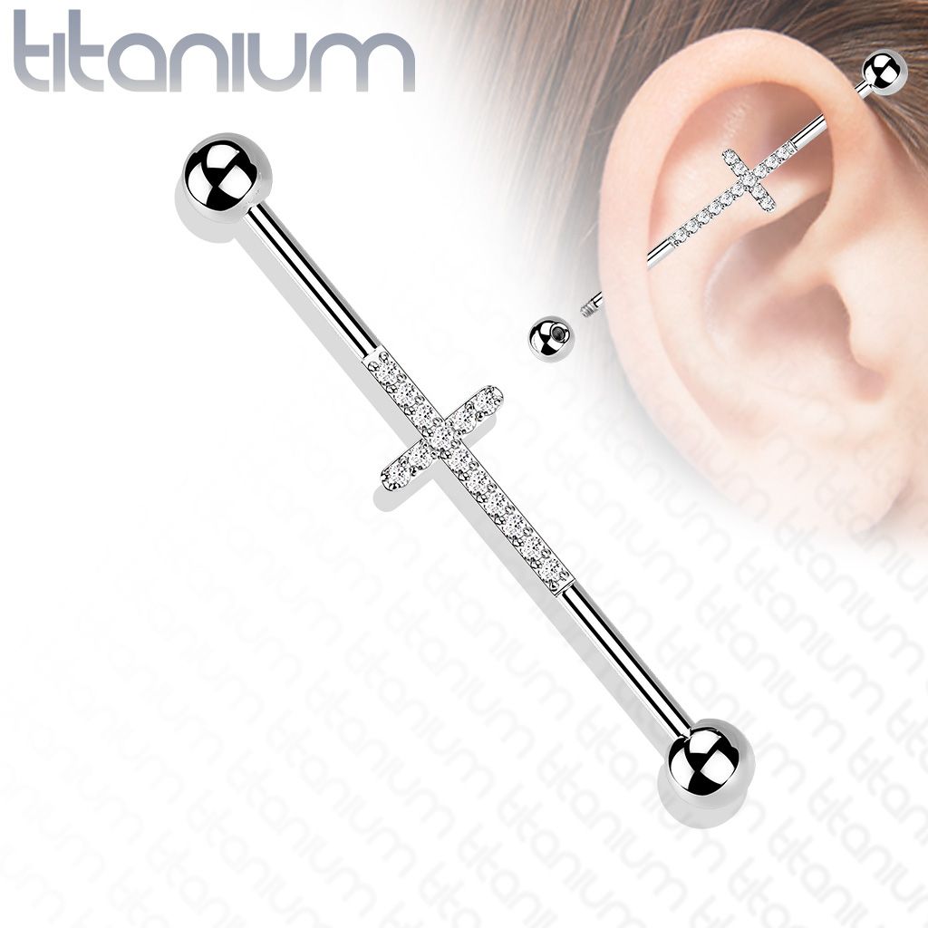 Industrial piercing TITAN - kříž - TIT1140
