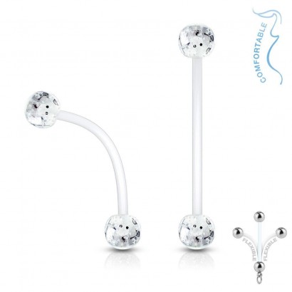 Pružný těhotenský piercing do pupíku (čirá, 1,6 x 25 mm)