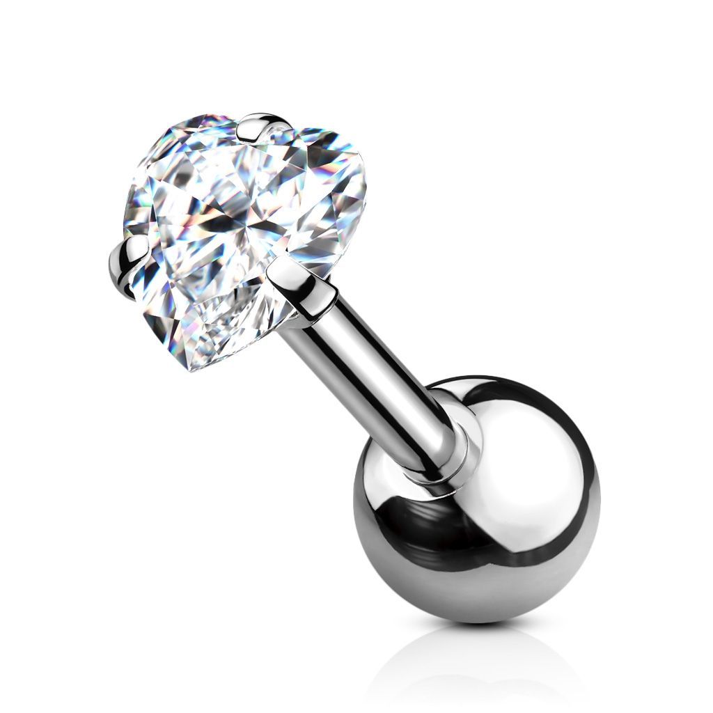 Cartilage piercing do ucha - srdíčko 3mm (ocelová, 1,2 x 6 mm)