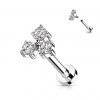 Labreta / cartilage piercing, čiré zirkony (1,2 x 8 mm)