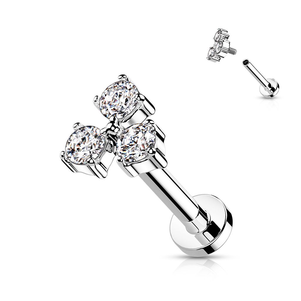 Levně Labreta / cartilage piercing, čiré zirkony (1,2 x 6 mm) - LB0042C-1206