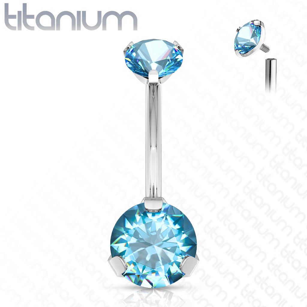 Levně Piercing do pupíku - TITAN (tyrkysová)