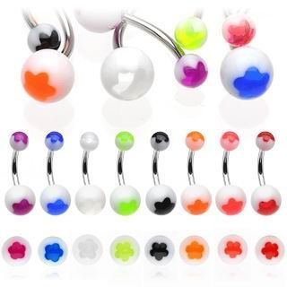 Piercing do pupíku - banánek (čirá/bílá) - BA01042-WC