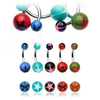 Levně Piercing do pupíku - banánek (černá/růžová) - BA01004-KP