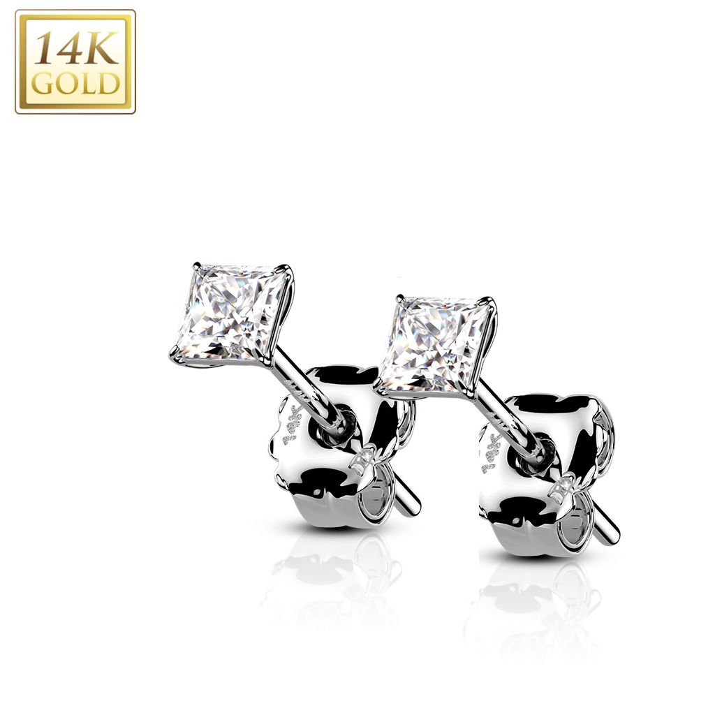 Zlaté 14ti karátové náušnice s čirými zirkony 3mm - ZL-1000-03W