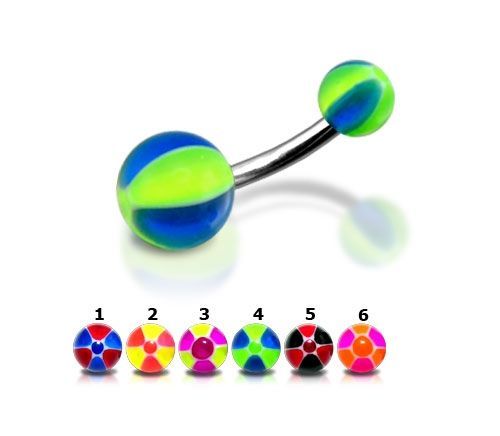 Levně Piercing do pupíku - banánek (růžová/žlutá) - BA01002-PY