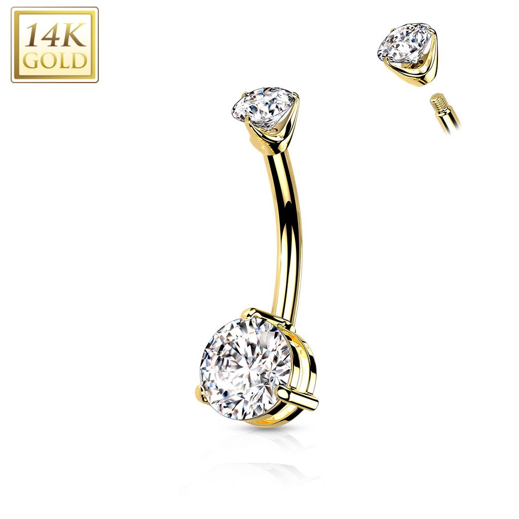 Zlatý piercing do pupíku malý, Au 585/1000 - ZL01229-YG