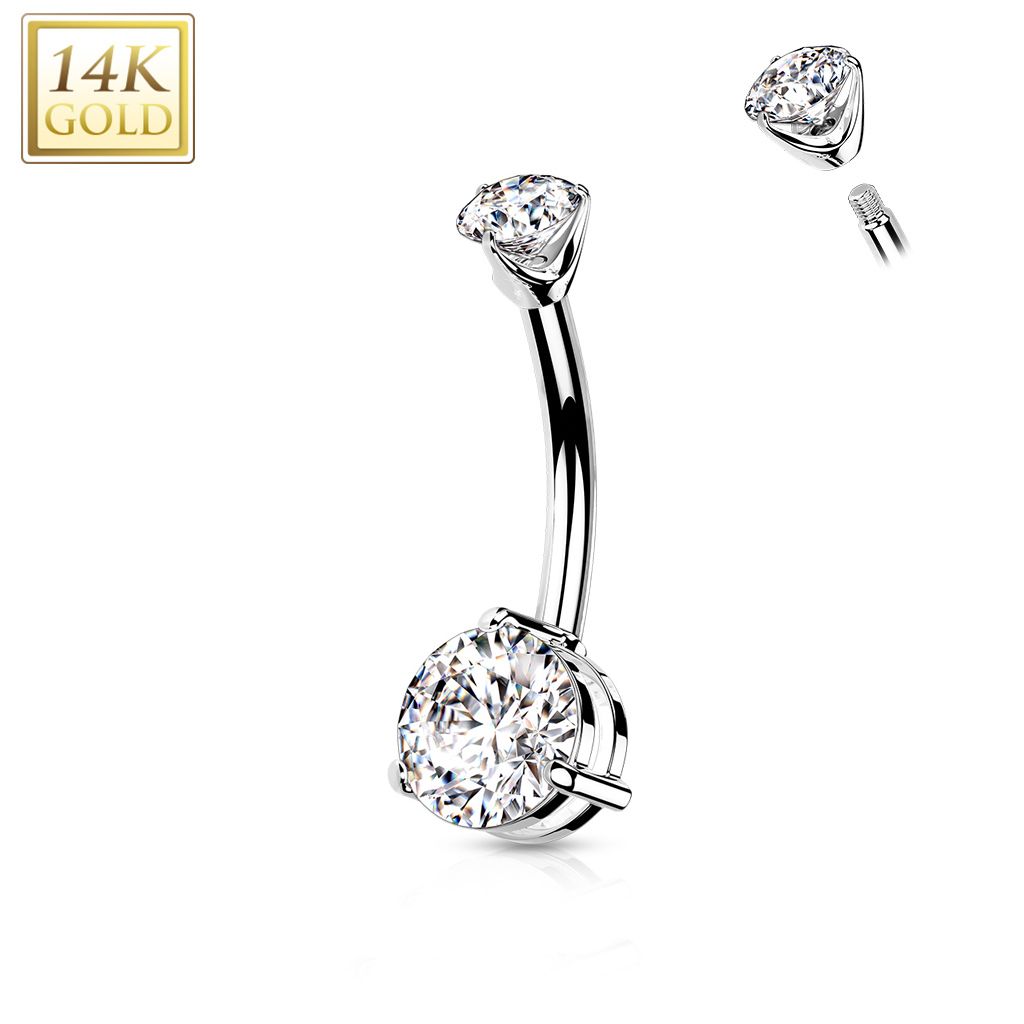 Zlatý piercing do pupíku malý, Au 585/1000 - ZL01229-WG