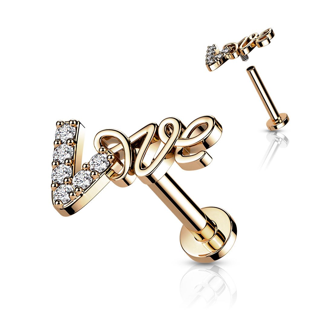 Levně S4U Zlacený piercing do brady Love (1,2 x 6 mm) - LB1097RD-1206