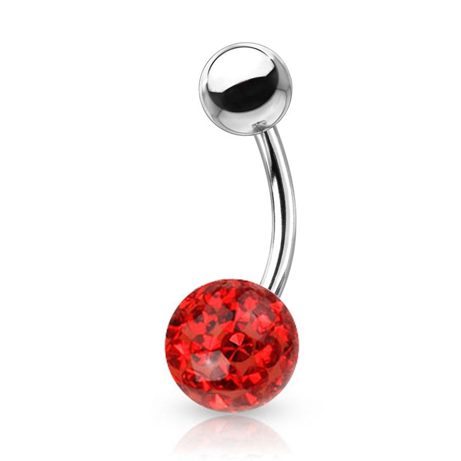 Levně S4U Piercing do pupíku s kamínky Crystals From Swarovski kulička 8mm (1,6 x 6 mm) - BS1003R-06