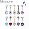Piercing do pupíku vnitřní závit, zirkon - TITAN (vitrail medium)