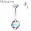 Piercing do pupíku vnitřní závit, zirkon - TITAN (vitrail medium)