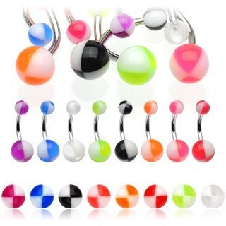 Levně Piercing do pupíku - banánek (oranžová/bílá) - BA01040-WO