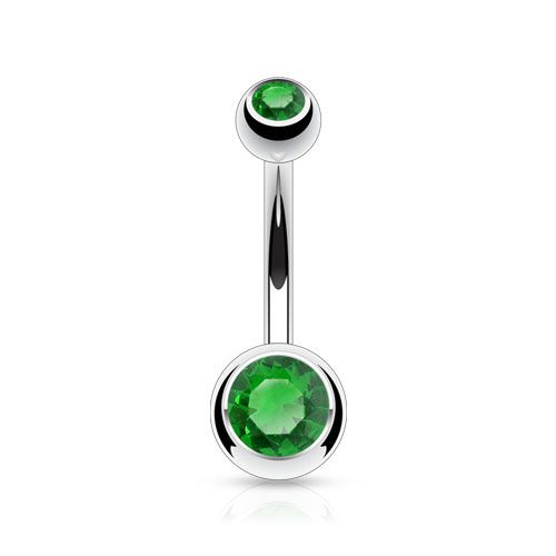 Piercing do pupíku - banánek malý (tmavě zelená) - BS1005-E