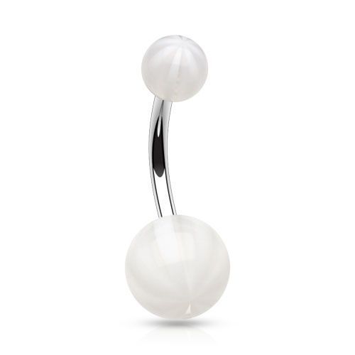Piercing do pupíku - banánek (bílá) - BA01014-W