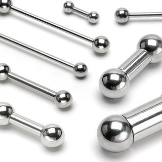 Piercing do jazyka - činka (3,0 x 14 mm, 6 mm kuličky) - PJ1014-3014