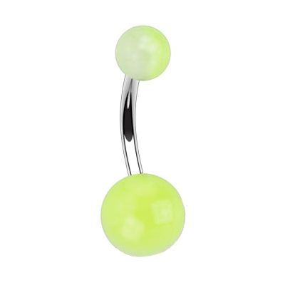 Piercing do pupíku (bílá/zelená) - BA01066-WG