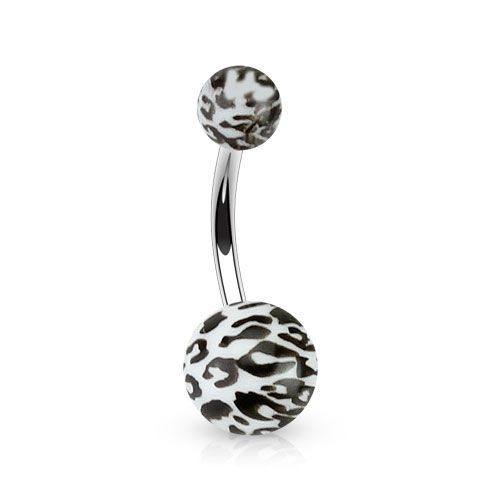 Piercing do pupíku - tygrovaný (bílá) - BA01089-W