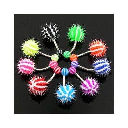 Piercing do pupíku - silikonový střapec (modrá/bílá)