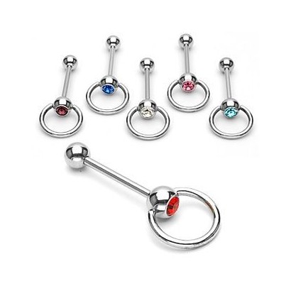 Piercing do jazyka pohyblivý (červená, 1,6 x 16 mm)