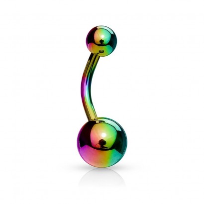 Piercing do pupíku - banánek (duhová, 1,6 x 10 mm)