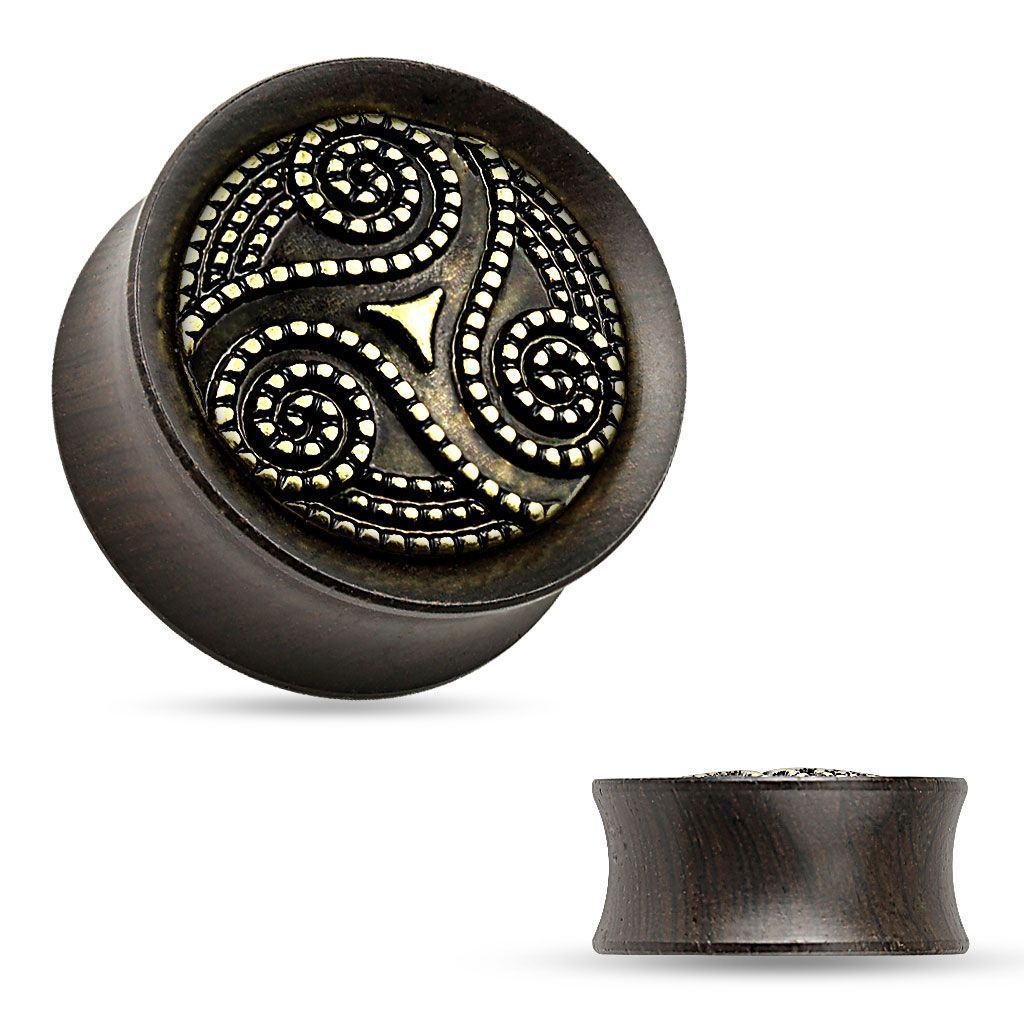 Levně Dřevěný plug do ucha Ebony Wood s ornamenty (6 mm) - PL01172-06