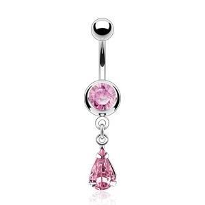 Piercing do pupíku kapka (růžová) - WP01254-P
