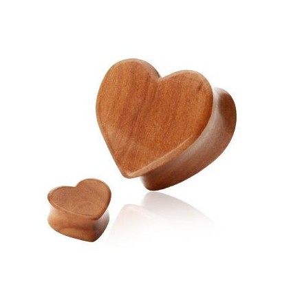 Cherry Wood plug - srdce (8 mm)