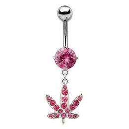 Levně S4U Piercing do pupíku - list marihuany (růžová) - WP01130-P