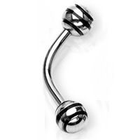 Piercing do obočí s proužky (černá) - OB01130-K
