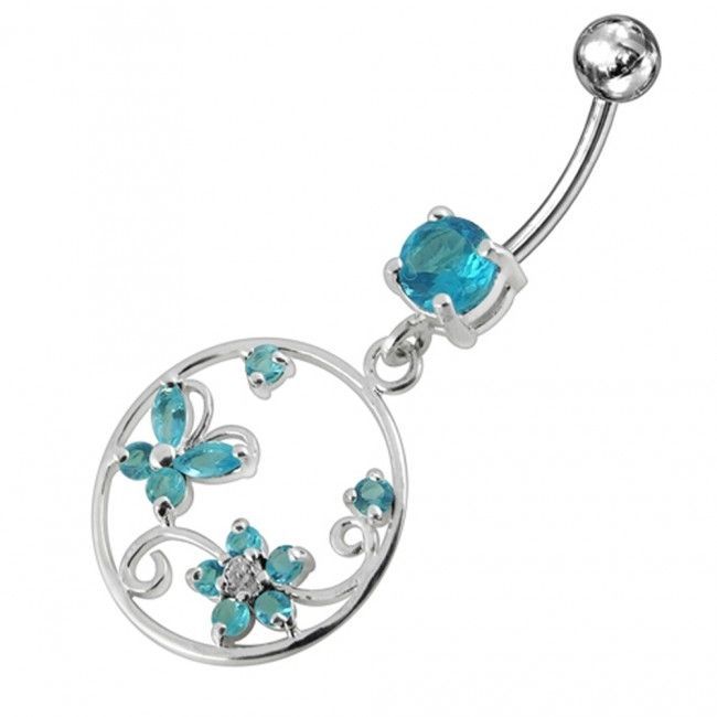 S4U Stříbrný piercing do pupíku (tyrkysová) - BP01005-Q