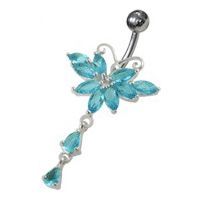 S4U Stříbrný piercing do pupíku - motýlek (tyrkysová) - BP01295-Q