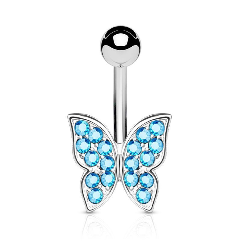 Piercing do pupíku - motýlek (tyrkysová)
