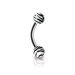 Levně Piercing do obočí - zebrovaný (bílá) - OB01120-W