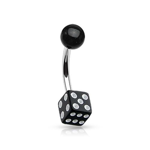 Levně Piercing do pupíku - hrací kostka (černá) - BA01024-K