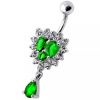 Stříbrný piercing do pupíku (čirá/tmavě  fialová)