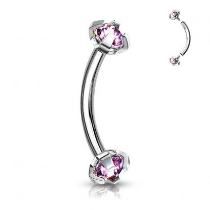 Piercing do obočí s vnitřním závitem (růžová)