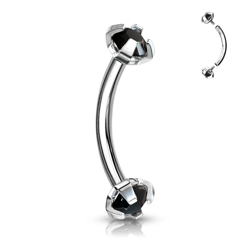 Levně Piercing do obočí s vnitřním závitem (černá) - OB01005-K