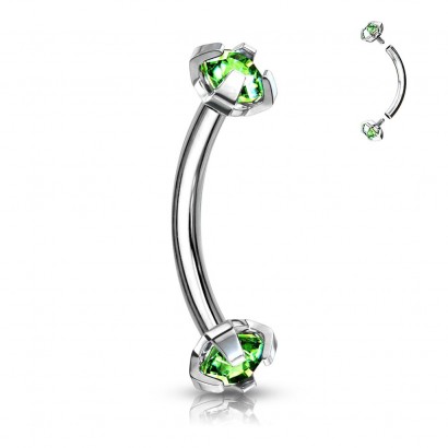 Piercing do obočí s vnitřním závitem (zelená)