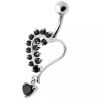 Stříbrný piercing do pupíku - srdíčko (čirá)
