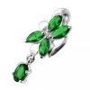 Stříbrný piercing do pupíku se štítem - obrácený (růžová)